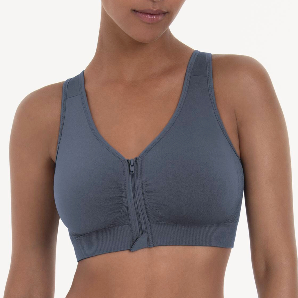 Anita Lynn Zip Front Closure Soft Bra in Sky Grey