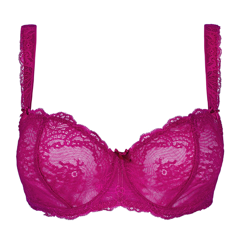 Pink Half Cup Sexy Lingerie Lace Bra For Women Transparent