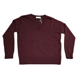 Cocoa Core Relaxed V Neck Jumper in Mulberry