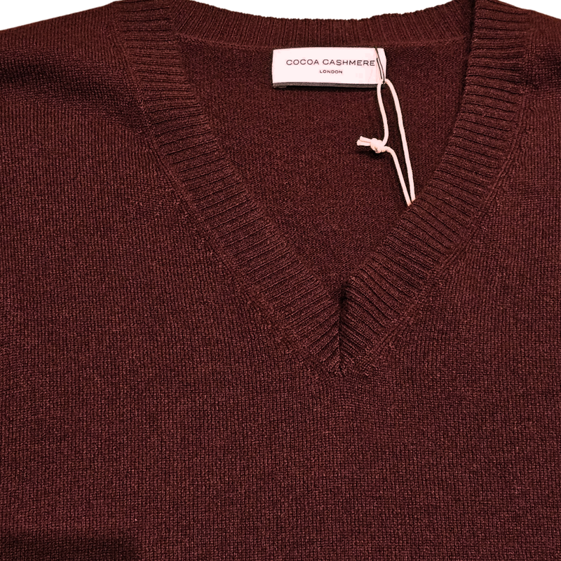 Cocoa Core Relaxed V Neck Jumper in Mulberry