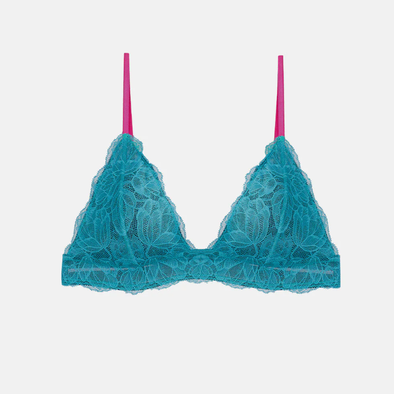 Ada Lace Triangle Bra in Teal Green