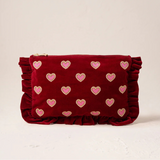 Love Hearts Frill Rouge Velvet Pouch