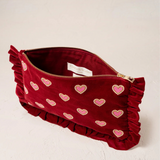 Love Hearts Frill Rouge Velvet Pouch