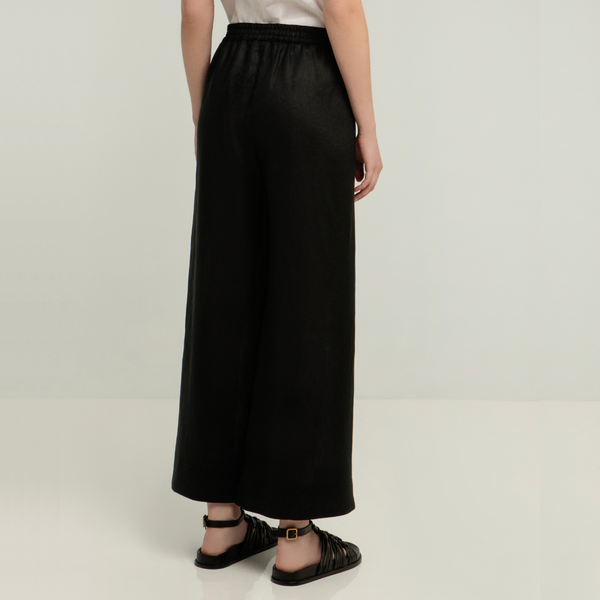 Black Flared Linen Trousers