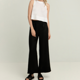 Black Flared Linen Trousers