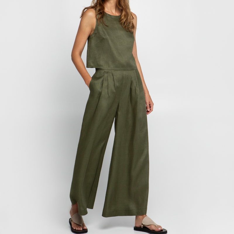 Khaki Linen Trousers