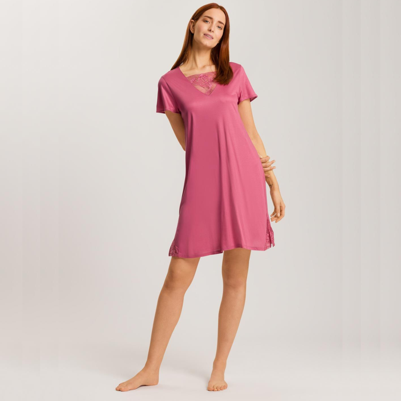 Eva Short Sleeve Nightdress in Rose Wine