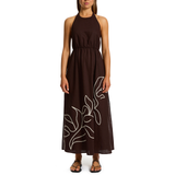 Dahlia Palm Embroidered Maxi Dress