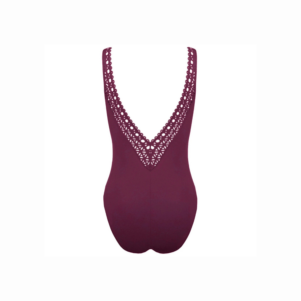 Ajourage Couture Padded Plunge Swimsuit In Prune