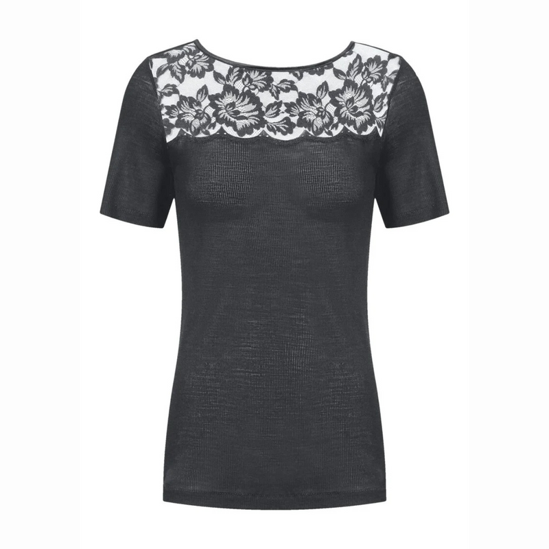 Serie Wool Love Short Sleeved Top in Thunder Grey