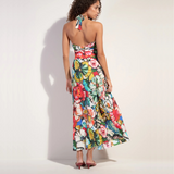 Rona Halter-neck Maxi Dress in Flower