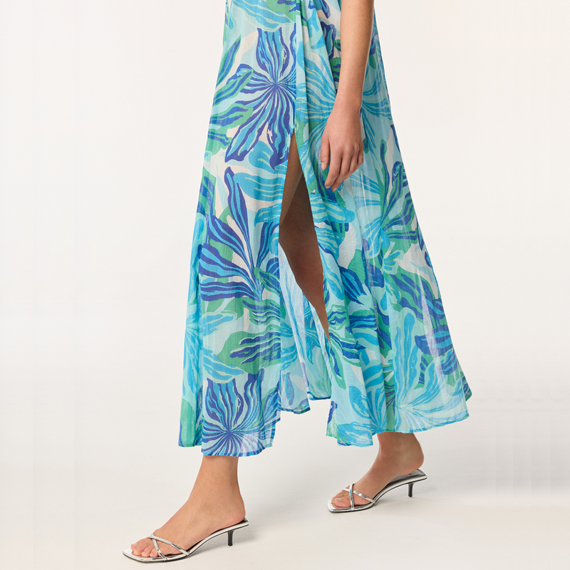 Long Dress Nava in Blue Seaweed