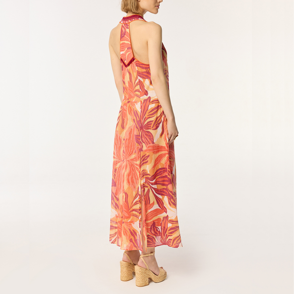 Long Dress Nava in Red Seaweed