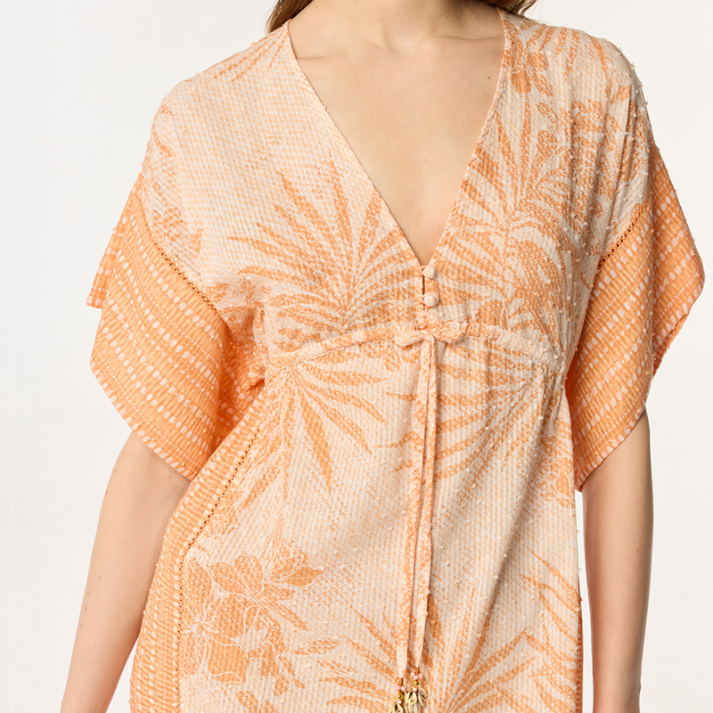 Long Kaftan Amaya in Orange Frangipane