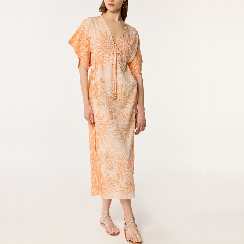 Long Kaftan Amaya in Orange Frangipane