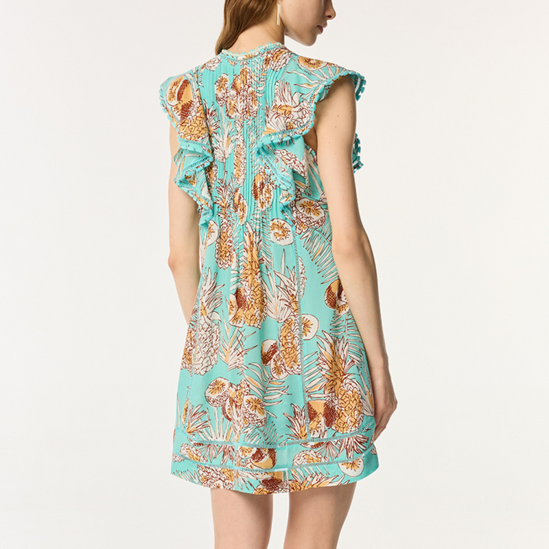 Mini Dress Camelia in Mint Karibia