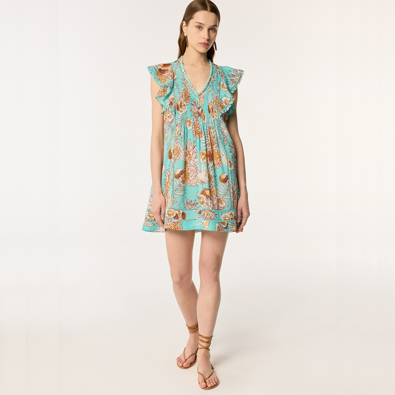 Mini Dress Camelia in Mint Karibia