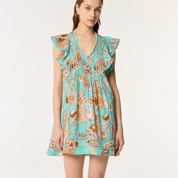 Mini Dress Camelia in Mint Karibia