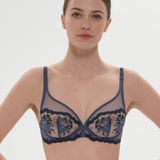 Intrigue Plunging Underwired Bra in Bleu Cendre