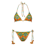 Palm Festival Halterneck Triangle Bikini Set